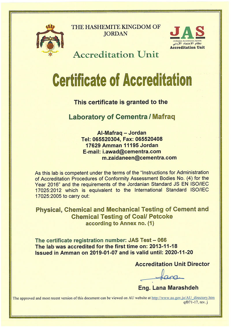 Reaccreditation of the ISO/IEC 17025 certificate